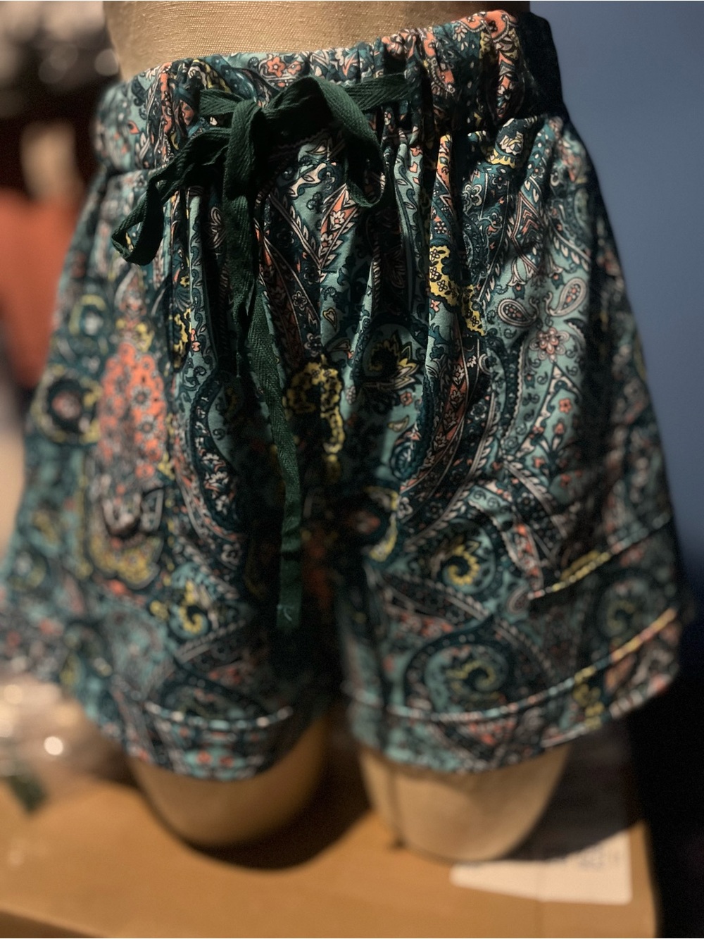 1 pieces . Time and Tru Teal Paisley n 1 pieces Drawstring Athletic Shorts